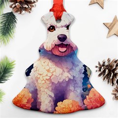 Cute Puppy With Flowers Christmas Tree Ornament (two Sides)