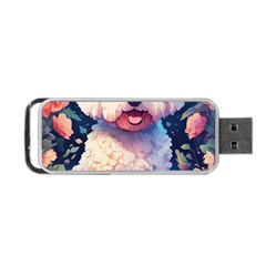 Cute Puppy With Flowers Portable Usb Flash (two Sides) by Sparkle