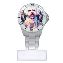 Cute Puppy With Flowers Plastic Nurses Watch by Sparkle