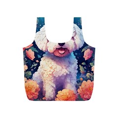 Cute Puppy With Flowers Full Print Recycle Bag (s) by Sparkle