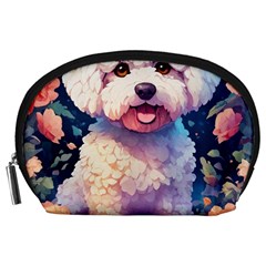 Cute Puppy With Flowers Accessory Pouch (large) by Sparkle