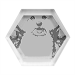 Cute Puppy With Flowers Hexagon Wood Jewelry Box Front