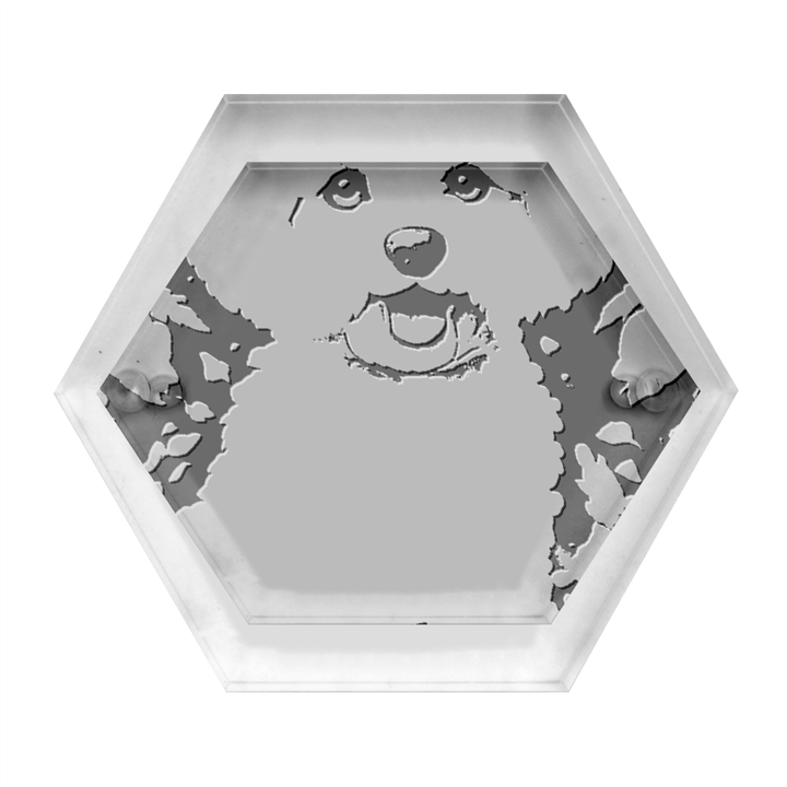 Cute Puppy With Flowers Hexagon Wood Jewelry Box