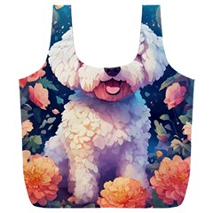 Cute Puppy With Flowers Full Print Recycle Bag (xxxl) by Sparkle