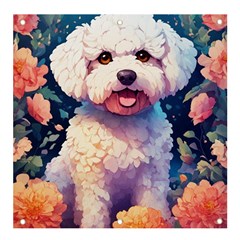 Cute Puppy With Flowers Banner And Sign 4  X 4  by Sparkle