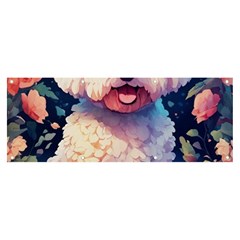 Cute Puppy With Flowers Banner And Sign 8  X 3  by Sparkle