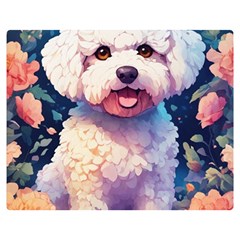 Cute Puppy With Flowers Premium Plush Fleece Blanket (medium) by Sparkle