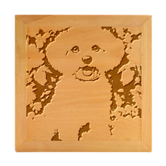 Cute Puppy With Flowers Wood Photo Frame Cube by Sparkle