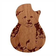 Cute Puppy With Flowers Guitar Shape Wood Guitar Pick Holder Case And Picks Set by Sparkle