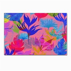 Pink And Blue Floral Postcards 5  X 7  (pkg Of 10) by Sparkle