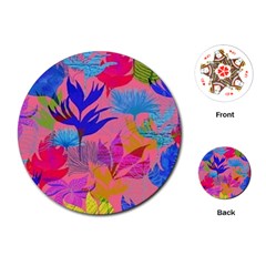 Pink And Blue Floral Playing Cards Single Design (round)