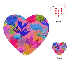 Pink And Blue Floral Playing Cards Single Design (heart)