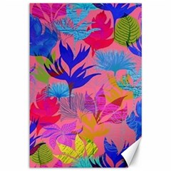 Pink And Blue Floral Canvas 12  X 18  by Sparkle