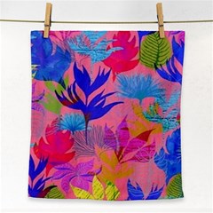 Pink And Blue Floral Face Towel by Sparkle