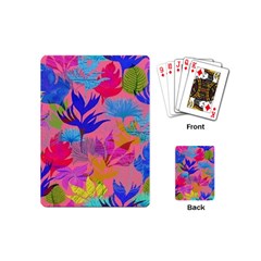 Pink And Blue Floral Playing Cards Single Design (mini)