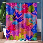 Pink And Blue Floral Shower Curtain 60  x 72  (Medium)  60 x72  Curtain