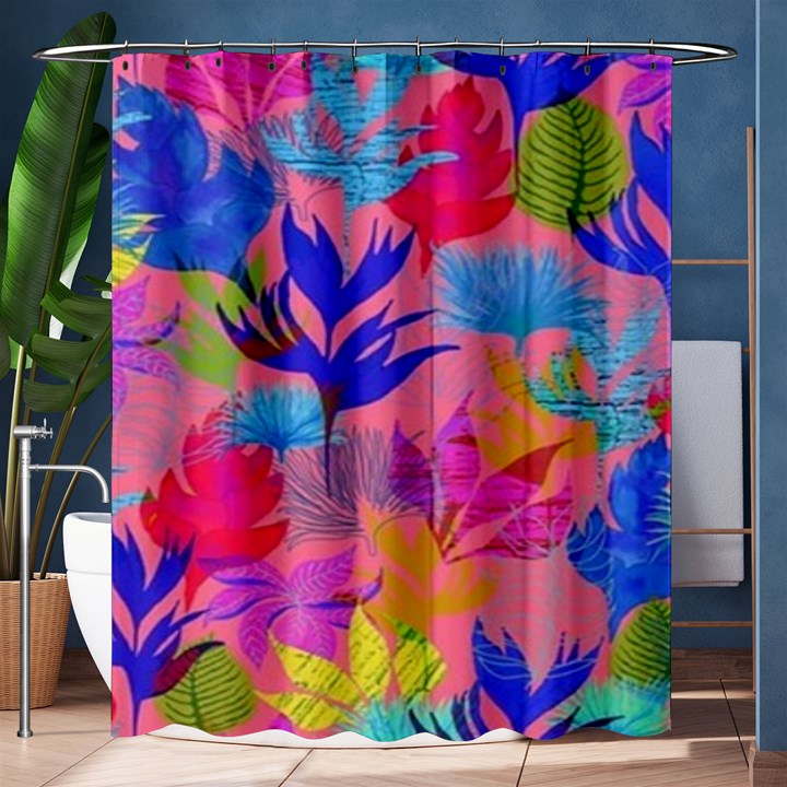 Pink And Blue Floral Shower Curtain 60  x 72  (Medium) 