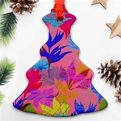 Pink And Blue Floral Christmas Tree Ornament (two Sides)