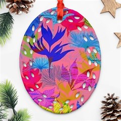 Pink And Blue Floral Ornament (oval Filigree)