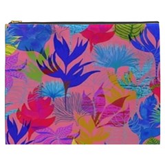 Pink And Blue Floral Cosmetic Bag (xxxl) by Sparkle