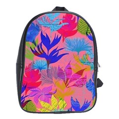 Pink And Blue Floral School Bag (xl) by Sparkle