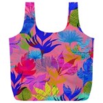 Pink And Blue Floral Full Print Recycle Bag (XXXL) Front