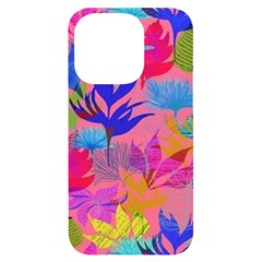 Pink And Blue Floral Iphone 14 Pro Black Uv Print Case by Sparkle