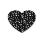 Chalk Music Notes Signs Seamless Pattern Rubber Coaster (Heart) Front