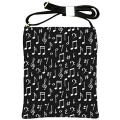 Chalk Music Notes Signs Seamless Pattern Shoulder Sling Bag by Ravend