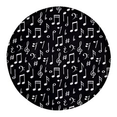 Chalk Music Notes Signs Seamless Pattern Round Glass Fridge Magnet (4 Pack) by Ravend