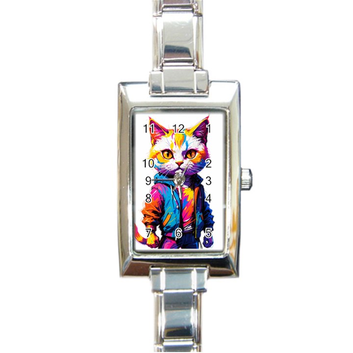 Wild cat Rectangle Italian Charm Watch