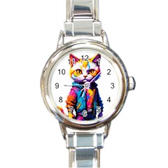 Wild cat Round Italian Charm Watch