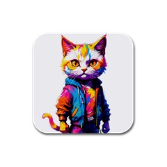 Wild cat Rubber Square Coaster (4 pack)