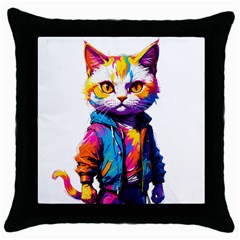 Wild cat Throw Pillow Case (Black)