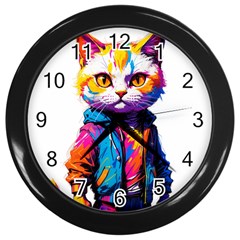 Wild cat Wall Clock (Black)