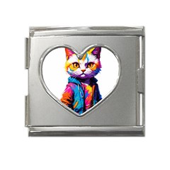 Wild cat Mega Link Heart Italian Charm (18mm)