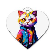 Wild cat Dog Tag Heart (One Side)