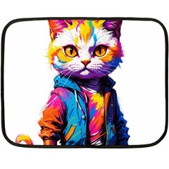 Wild cat Two Sides Fleece Blanket (Mini)