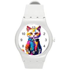 Wild cat Round Plastic Sport Watch (M)