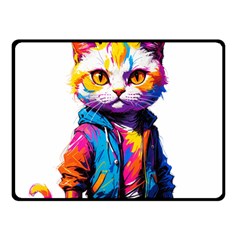 Wild cat Two Sides Fleece Blanket (Small)