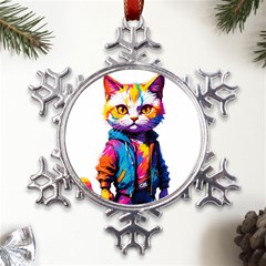 Wild cat Metal Large Snowflake Ornament