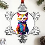 Wild cat Metal Small Snowflake Ornament Front