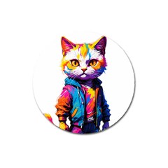 Wild Cat Magnet 3  (round) by Sosodesigns19