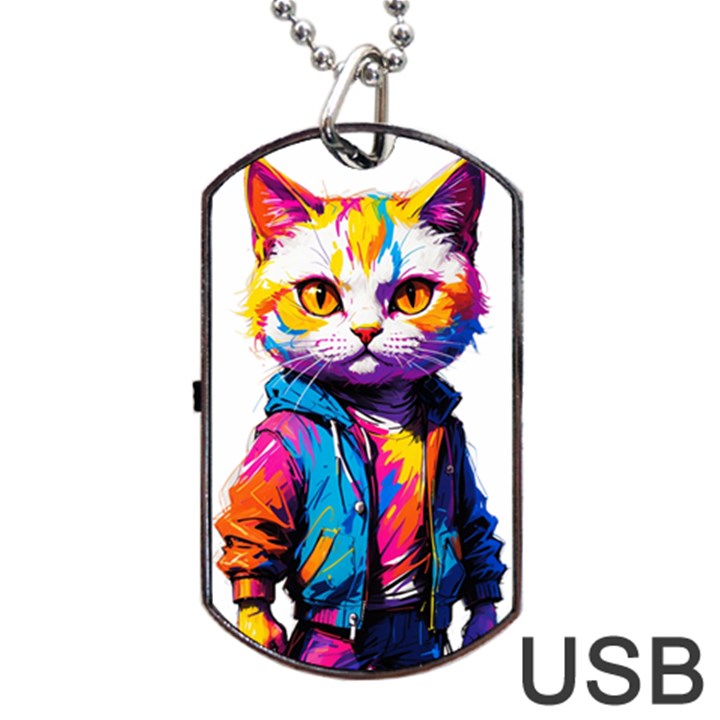 Wild cat Dog Tag USB Flash (Two Sides)