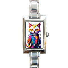 Wild Cat Rectangle Italian Charm Watch by Sosodesigns19