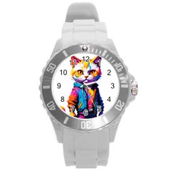 Wild Cat Round Plastic Sport Watch (l) by Sosodesigns19