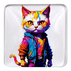 Wild Cat Square Glass Fridge Magnet (4 Pack) by Sosodesigns19