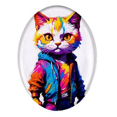 Wild Cat Oval Glass Fridge Magnet (4 Pack) by Sosodesigns19