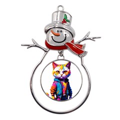 Wild Cat Metal Snowman Ornament