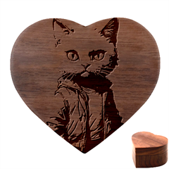 Wild Cat Heart Wood Jewelry Box by Sosodesigns19